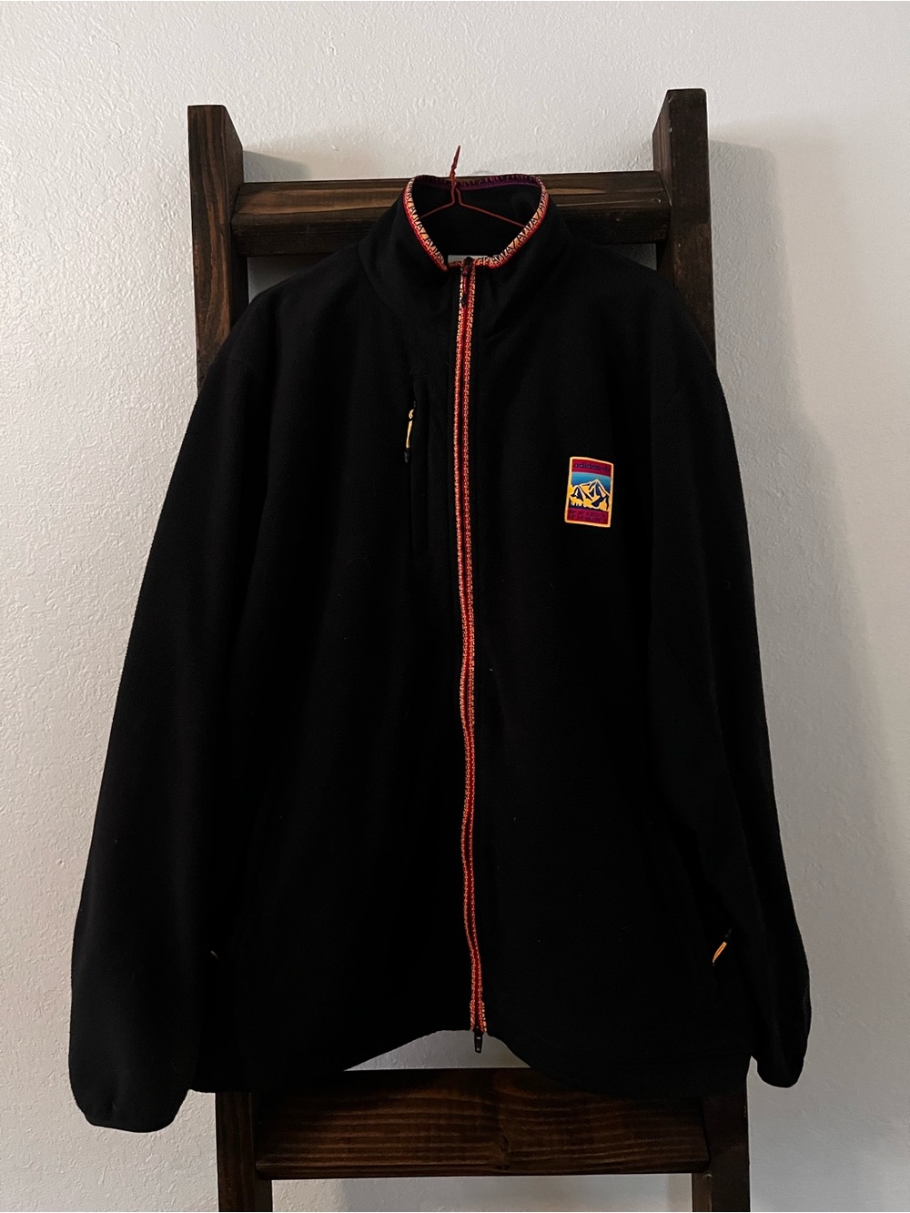 adidas Black Zip-Up Fleece Jacket with Subtle Red Trim super rare